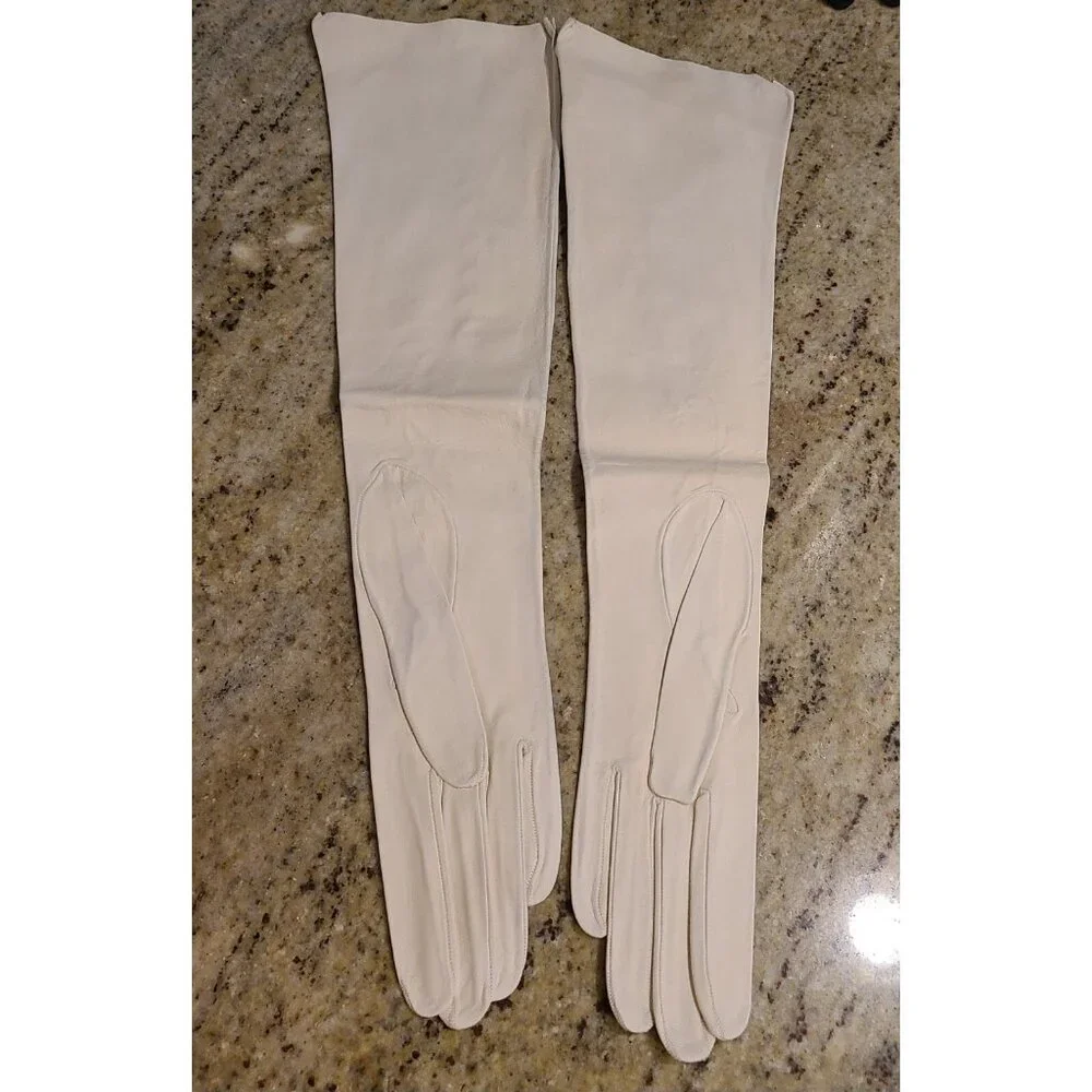 New Vtg Sz XS/S 6.5 Cream Thin Suede Formal 16.5